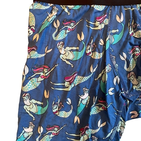 MeUndies Merman Mermaid Print Blue Boxer Briefs Micromodal size large NWOT - Picture 2 of 7